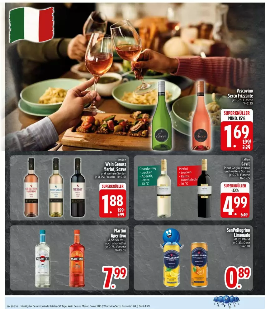 Aktueller Prospekt Edeka - Prospekte - von 22.09 bis 27.09.2025 - strona 12 - produkty: alkohol, chardonnay, ecco, eis, flasche, frizzante, limo, limonade, martini, merl, merlot, pasta, reis, Ti