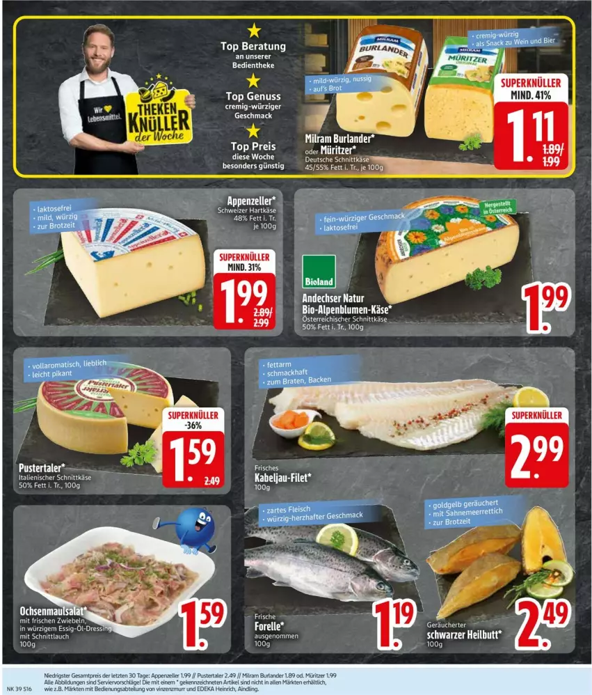 Aktueller Prospekt Edeka - Prospekte - von 22.09 bis 27.09.2025 - strona 18 - produkty: auer, burlander, deka, elle, filet, forelle, hartkäse, Käse, milram, nuss, rel, schweizer hartkäse, Ti, Yo