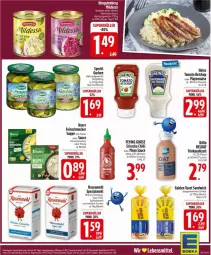 Gazetka promocyjna Edeka - Prospekte - Gazetka - ważna od 27.09 do 27.09.2025 - strona 15 - produkty: beutel, elle, feinschmecker, fisch, fische, flasche, golden toast, gurke, gurken, heinz, ketchup, knorr, kölln, lebensmittel, mayonnaise, mehl, rel, rosen, Rosenmehl, sandwich, sauce, sim, Spätzlemehl, Spezi, Sriracha, suppe, teller, toast, tomato ketchup, wiener, Yo