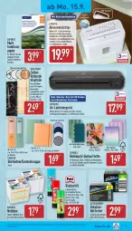 Gazetka promocyjna Aldi Nord - Von Montag - Gazetka - ważna od 20.09 do 20.09.2025 - strona 15 - produkty: Aktenvernichter, batterie, batterien, Behälter, Brei, brie, buch, deka, dell, din a4, drucker, ente, expertiz, gin, Hefte, henkel, Klammern, lamm, möbel, Mode, ordner, papier, Ria, ring, Ti, ZTE
