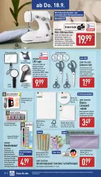 Gazetka promocyjna Aldi Nord - Von Montag - Gazetka - ważna od 20.09 do 20.09.2025 - strona 20 - produkty: ambia, aqua, auto, batterie, batterien, Bau, baumwolle, beleuchtung, decke, dell, edelstahl, Germ, Geschenkpapier, Geschenktasche, gin, Holz, LG, Mode, Nähmaschine, papier, Pinsel, Pinselset, quad, reine baumwolle, rel, Ria, Schere, Tasche, taschen, Ti, tisch, wasser, wolle, ZTE