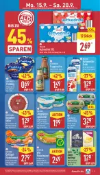 Gazetka promocyjna Aldi Nord - Von Montag - Gazetka - ważna od 20.09 do 20.09.2025 - strona 5 - produkty: angebot, angebote, Becher, butter, buttermilch, camembert, cin, creme, drink, eier, eis, elle, flasche, fleisch, fleischwurst, Geflügel, gin, gutfried, hühner, Käse, kerrygold, kerrygold extra, Kinder, milch, milram, mövenpick, pudding, rama, rapsöl, ring, Spezi, starbucks, teller, Ti, wiltmann, wurst, ziegenkäse, ZTE