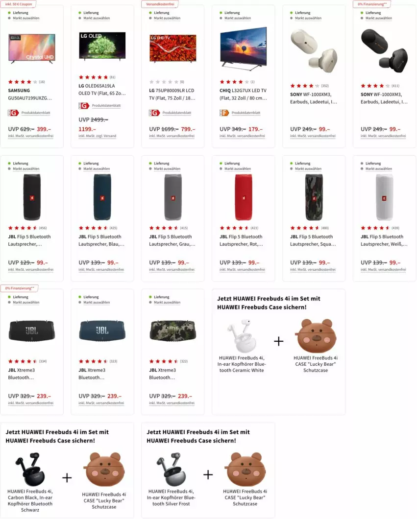 Aktueller Prospekt Media Markt - Prospekte - von 17.03 bis 24.03.2022 - strona 6 - produkty: coupon, huawei, In-Ear Kopfhörer, jbl, kopfhörer, lack, lautsprecher, LCD TV, led tv, LG, ndk, oled tv, rel, Samsung, sony, Ti, versandkostenfrei