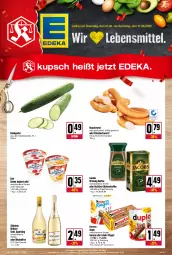 Gazetka promocyjna Kupsch - Angebote der Woche - Gazetka - ważna od 11.06 do 11.06.2022 - strona 1 - produkty: alkohol, Becher, bockwurst, bohne, bohnen, bohnenkaffee, brillant sekt, deka, duplo, eis, emmentaler, ferrero, flasche, gewürz, gurke, hanuta, jacobs, jacobs krönung, joghur, joghurt, joghurt mild, kaffee, Käse, Kinder, kinder riegel, löslicher bohnenkaffee, reis, riegel, sahne, sahne joghurt, salat, Salatgurke, sekt, söhnlein, söhnlein brillant, Ti, wurst, zott, ZTE