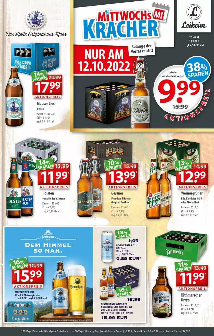 Aktueller Prospekt Getraenkeland - von 04.10 bis 15.10.2022 - strona 3 - produkty: alkohol, Benediktiner, bestpreis, bier, eis, elle, Gessner, gin, holsten, mars, natur, pils, premium pils, rasen, reis, rwe, Ti, urtyp, weissbier, ZTE