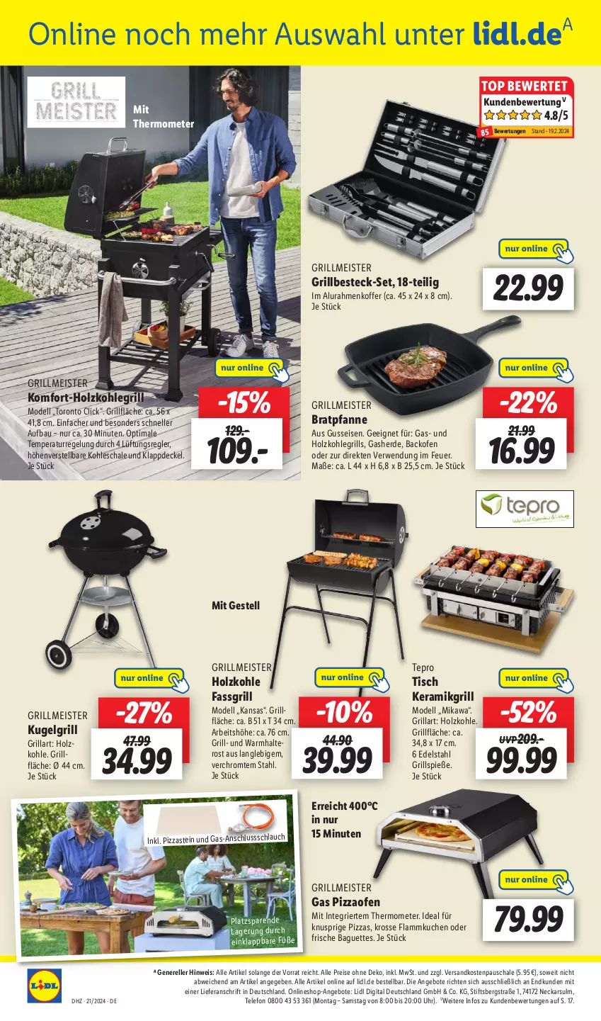 Aktueller Prospekt Lidl - Aktionsprospekt - von 21.05 bis 25.05.2024 - strona 34 - produkty: angebot, angebote, backofen, baguette, baguettes, Bau, besteck, besteck-set, bratpfanne, decke, Deckel, dell, edelstahl, eis, elle, erde, flammkuchen, grill, grillfläche, Grillspieße, Holz, holzkohle, holzkohlegrill, koffer, Kohlegrill, kuchen, Kugel, kugelgrill, lamm, LG, Meister, mit thermometer, Mode, ndk, Ofen, pfanne, pizza, Pizzaofen, reis, rel, rwe, Schal, Schale, schlauch, telefon, tepro, thermometer, Ti, tisch, uhr