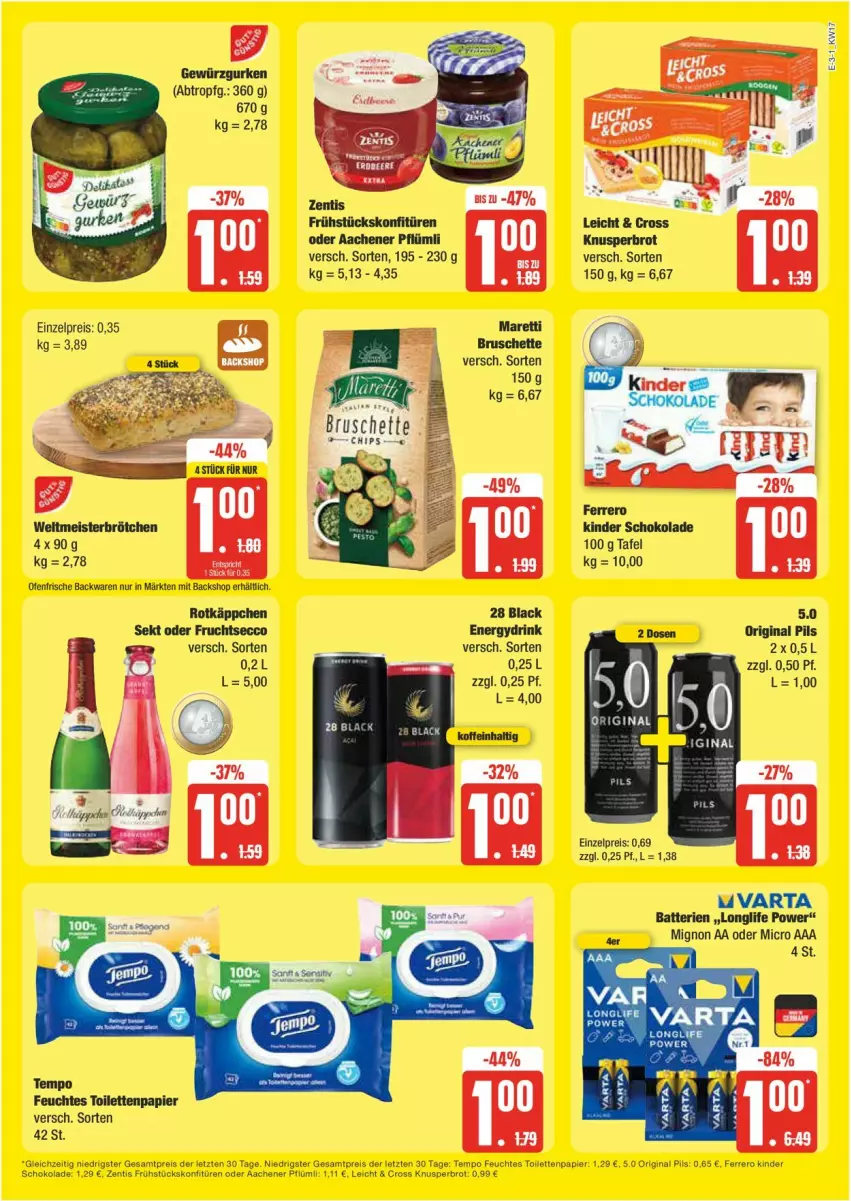 Aktueller Prospekt Edeka - Prospekte - von 22.04 bis 27.04.2024 - strona 3 - produkty: backwaren, brot, brötchen, eis, frische backwaren, gin, Meister, Ofen, papier, pils, reis, Tempo, ZTE