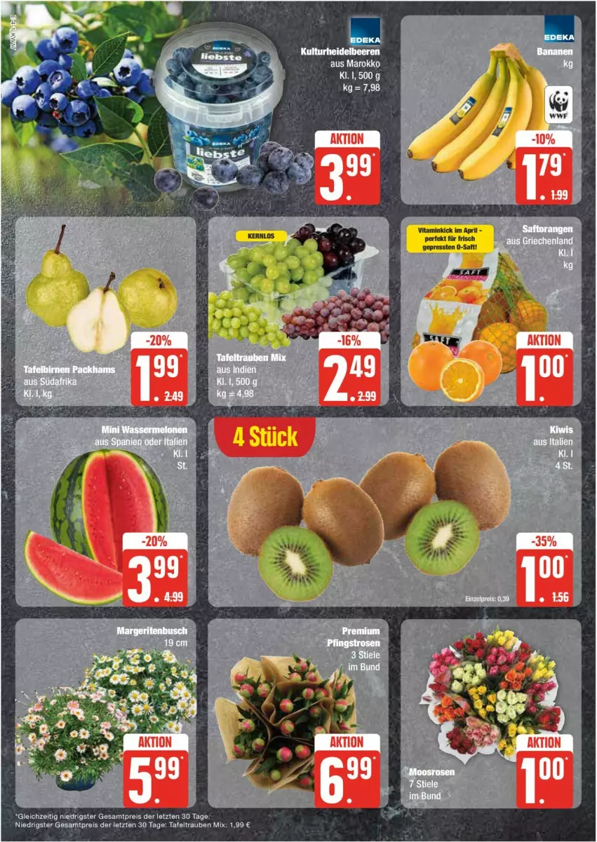 Aktueller Prospekt Edeka - Prospekte - von 22.04 bis 27.04.2024 - strona 4 - produkty: beere, beeren, eis, heidelbeere, heidelbeeren, pril, reis, saft, tafeltrauben, Ti, trauben, vita, ZTE