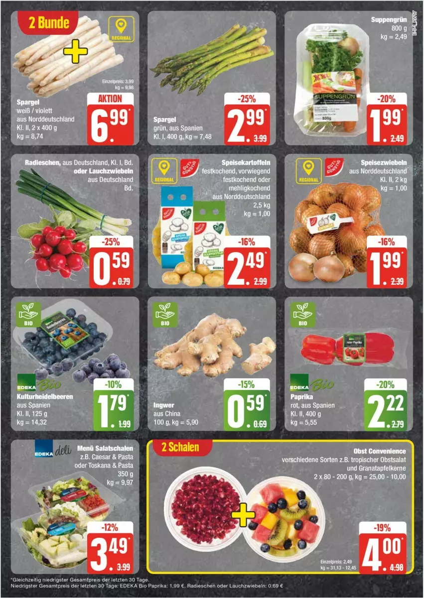 Aktueller Prospekt Edeka - Prospekte - von 22.04 bis 27.04.2024 - strona 5 - produkty: apfel, bio, deka, edeka bio, eis, grana, granatapfel, granatapfelkerne, Lauchzwiebel, lauchzwiebeln, obst, paprika, paprika rot, pasta, radieschen, Rana, reis, salat, Schal, Schale, Ti, ZTE, zwiebel, zwiebeln