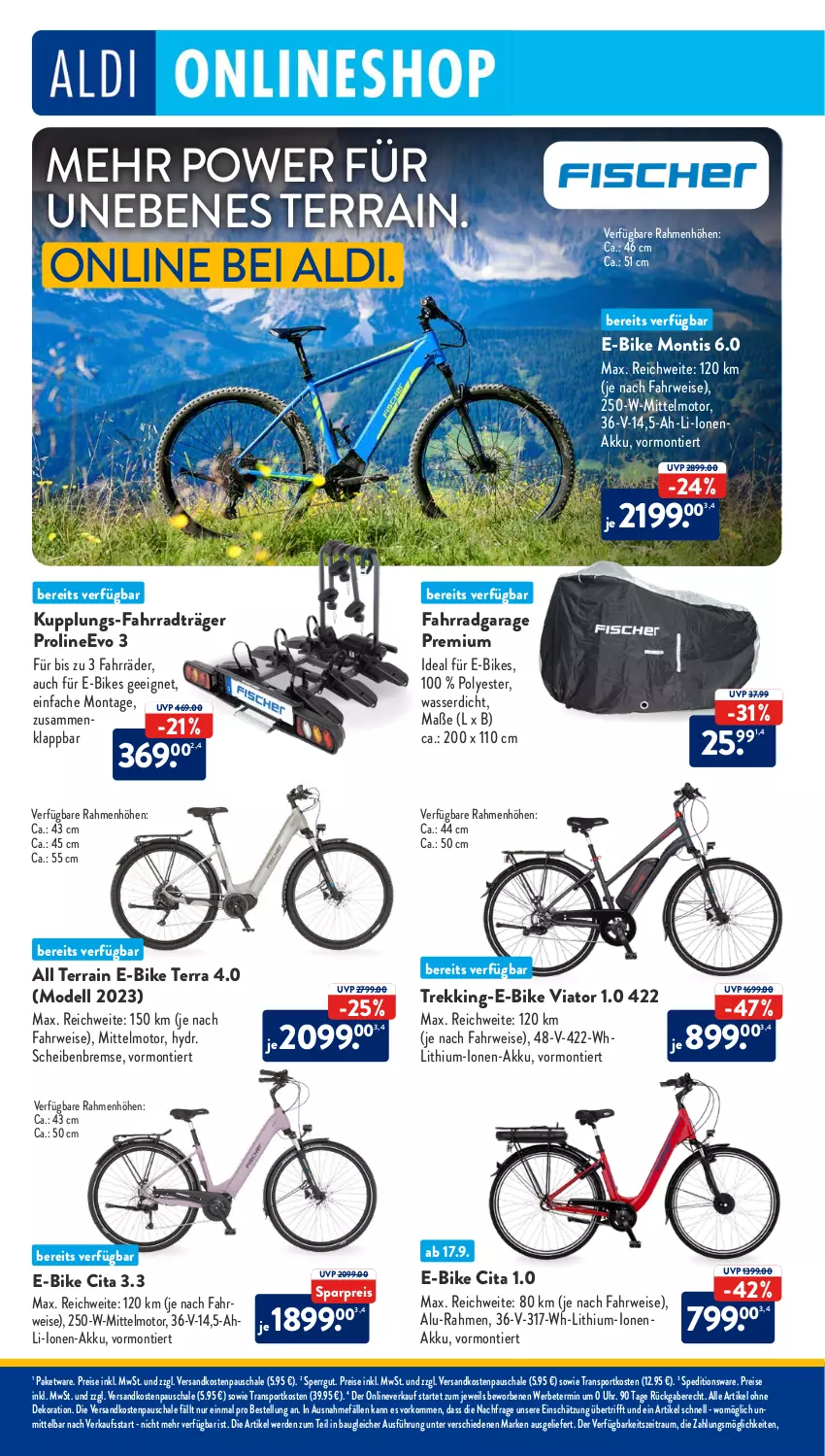 Aktueller Prospekt AldiSud - NÄCHSTE WOCHE - von 18.09 bis 23.09.2023 - strona 46 - produkty: akku, aldi, alle artikel ohne dekoration, Bau, dekoration, dell, E-Bike, E-Bikes, eis, erde, Fahrrad, Mode, ndk, reis, rwe, Schal, Schale, Sport, Ti, uhr, wasser