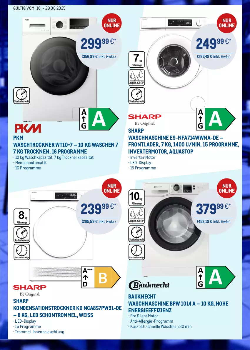 Aktueller Prospekt Metro - Online: Hygienelösungen - von 16.06 bis 29.06.2025 - strona 3 - produkty: aqua, aquastop, auto, Bau, bauknecht, beleuchtung, eis, elle, Sharp, Ti, Trockner, trommel, waschmaschine, waschtrockner