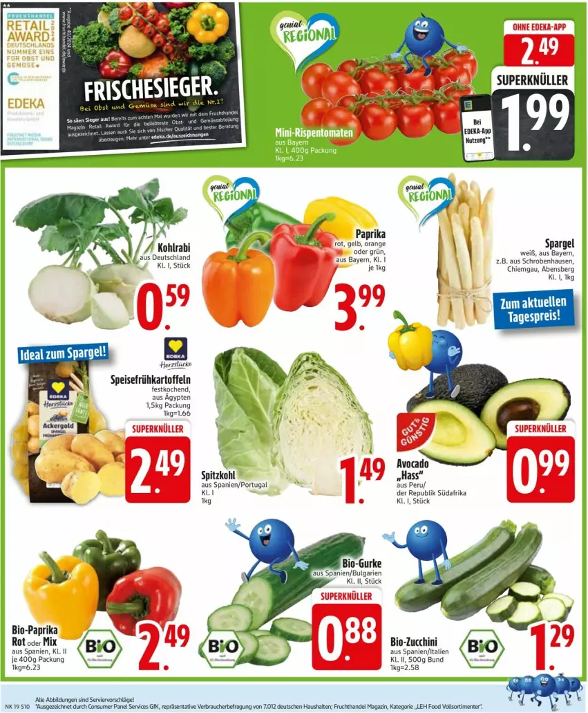 Aktueller Prospekt Edeka - Prospekte - von 05.05 bis 10.05.2025 - strona 12 - produkty: bio, Bio-Paprika, bio-zucchini, deka, eis, ente, frucht, Frühkartoffeln, gurke, kartoffel, kartoffeln, LG, magazin, orange, paprika, paprika rot, reis, spargel, speisefrühkartoffeln, Ti, zucchini