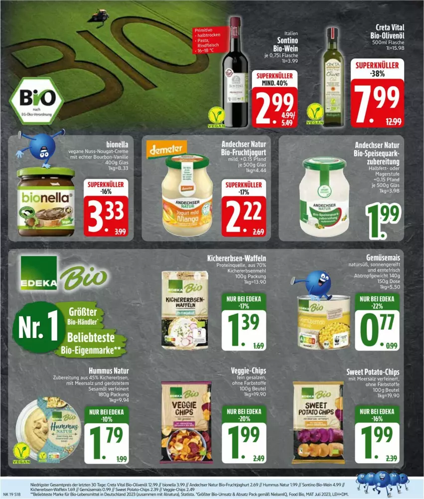 Aktueller Prospekt Edeka - Prospekte - von 05.05 bis 10.05.2025 - strona 20 - produkty: andechser natur, beutel, bio, Bio-Olivenöl, chips, creta vital, eier, eis, elle, ente, erbsen, flasche, frucht, gemüsemais, HP, kichererbsen, lebensmittel, mais, natur, olive, oliven, olivenöl, reis, tee, Ti, veggie, vita, waffeln