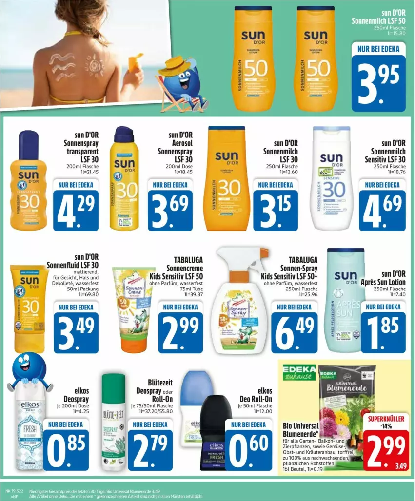 Aktueller Prospekt Edeka - Prospekte - von 05.05 bis 10.05.2025 - strona 24 - produkty: beutel, bio, blume, blumen, blumenerde, Blüte, creme, deka, deo, deo roll-on, deospray, elkos, erde, flasche, Garten, Lotion, milch, pflanze, pflanzen, roll-on, sonnencreme, sonnenmilch, sonnenspray, Sun Lotion, Ti, Tiere, wasser