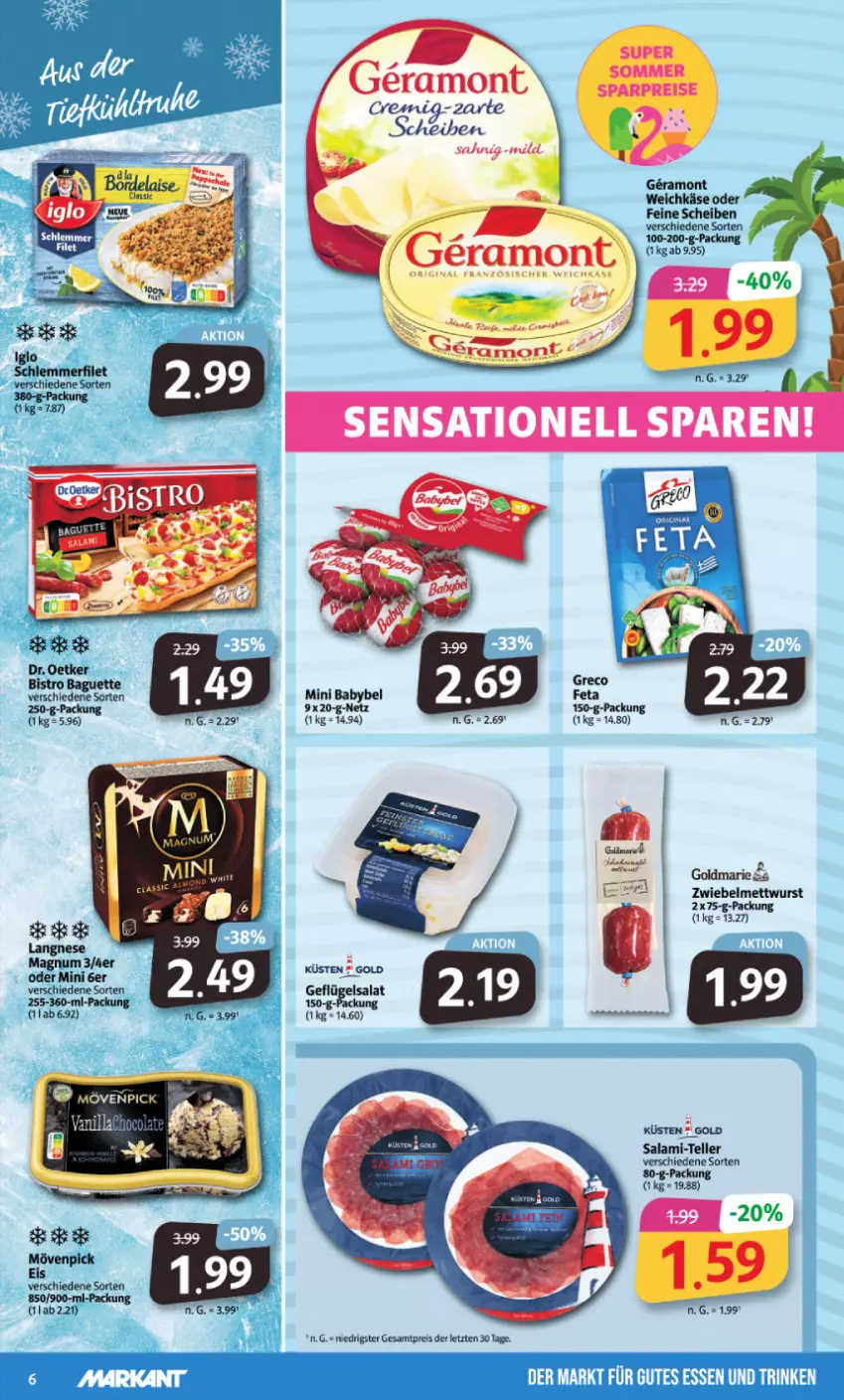 Aktueller Prospekt Markant - Prospekte - von 24.07 bis 29.07.2023 - strona 6 - produkty: babybel, baguette, eis, feta, Geflügel, geflügelsalat, goldmarie, gutes essen, Käse, Mett, mettwurst, mini babybel, reis, salat, weichkäse, wurst, ZTE, zwiebel, zwiebelmettwurst