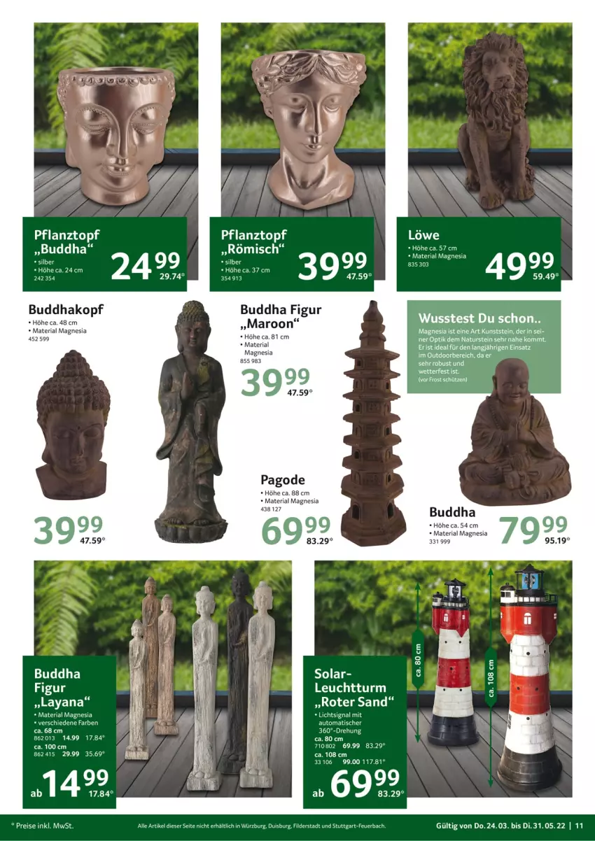 Aktueller Prospekt Selgros - Outdoor - von 24.03 bis 31.05.2022 - strona 11 - produkty: auto, Buddha, natur, naturstein, Pago, Pflanztopf, Ria, Schütze, Ti, tisch, topf