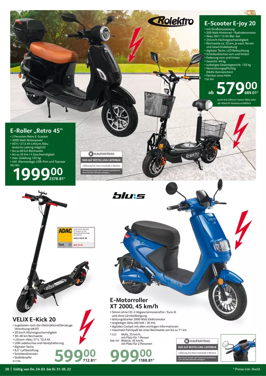 Aktueller Prospekt Selgros - Outdoor - von 24.03 bis 31.05.2022 - strona 28 - produkty: akku, buch, E-Roller, eis, Elektro, Handy, LG, Motorroller, Ria, Roller, scooter, Ti, usb