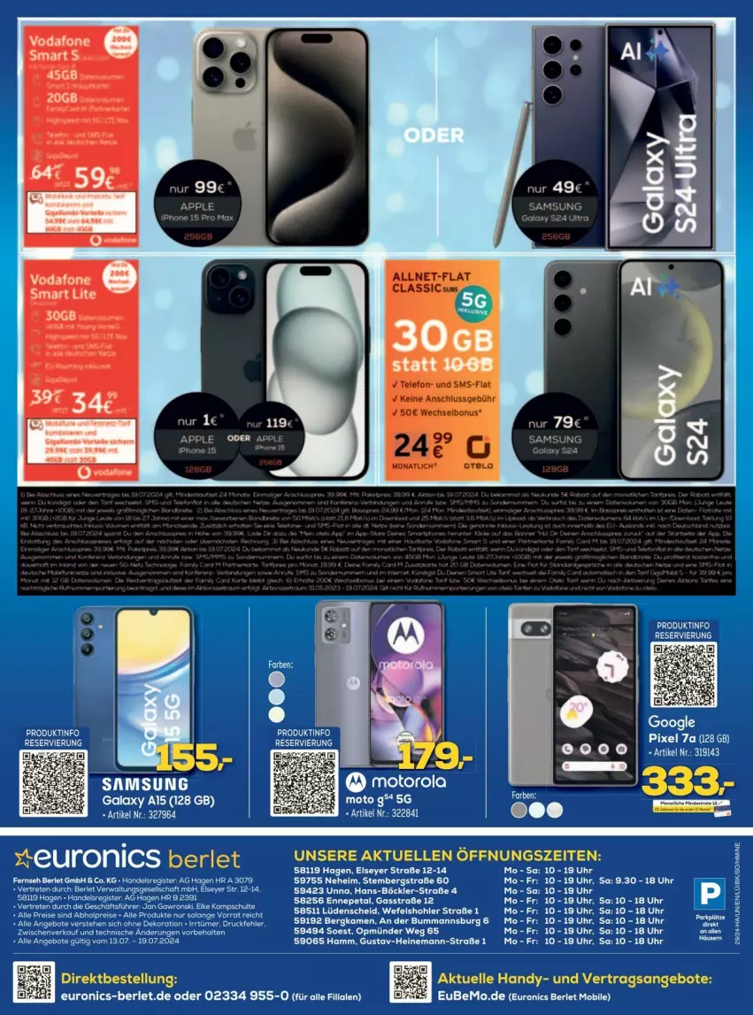 Aktueller Prospekt Euronics - Prospekte - von 15.07 bis 03.08.2024 - strona 12 - produkty: angebot, angebote, elle, ente, Handy, Samsung, tee, Ti, uhr, vodafone