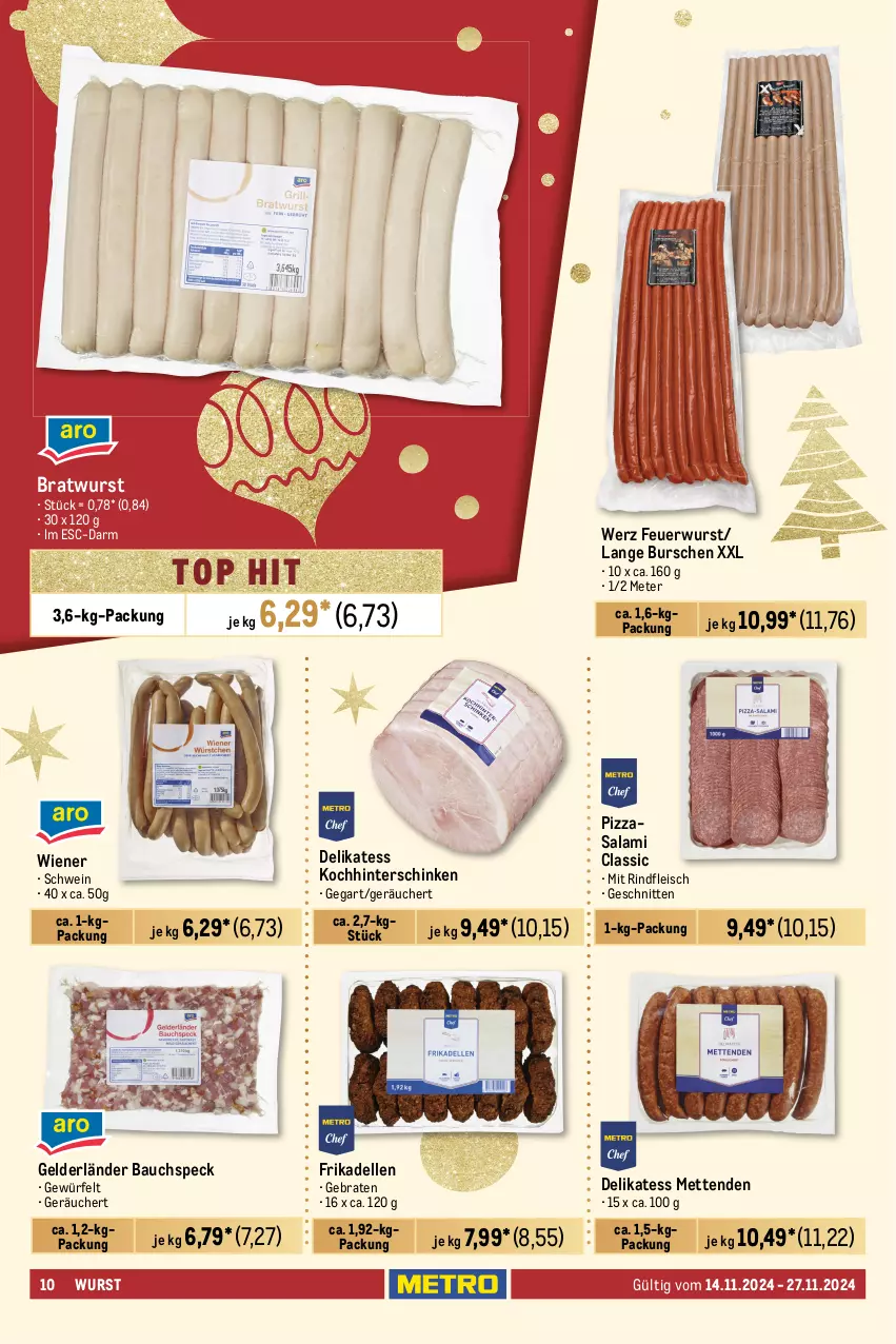 Aktueller Prospekt Metro - GastroJournal - von 14.11 bis 27.11.2024 - strona 10 - produkty: auer, Bau, beutel, braten, bratwurst, brie, butter, butterkäse, coupon, dell, edamer, eis, elle, feta, fleisch, frikadellen, galbani, gin, gorgonzola, gouda, hinterschinken, Käse, käsescheiben, Maasdam, maasdamer, mac, Mett, metten, Mettenden, milch, milram, pizza, reis, rind, rindfleisch, salami, schinken, schnitten, schnittkäse, schnittkäsescheiben, schwein, Speck, Ti, tisch, torte, wein, wiener, würfel, wurst