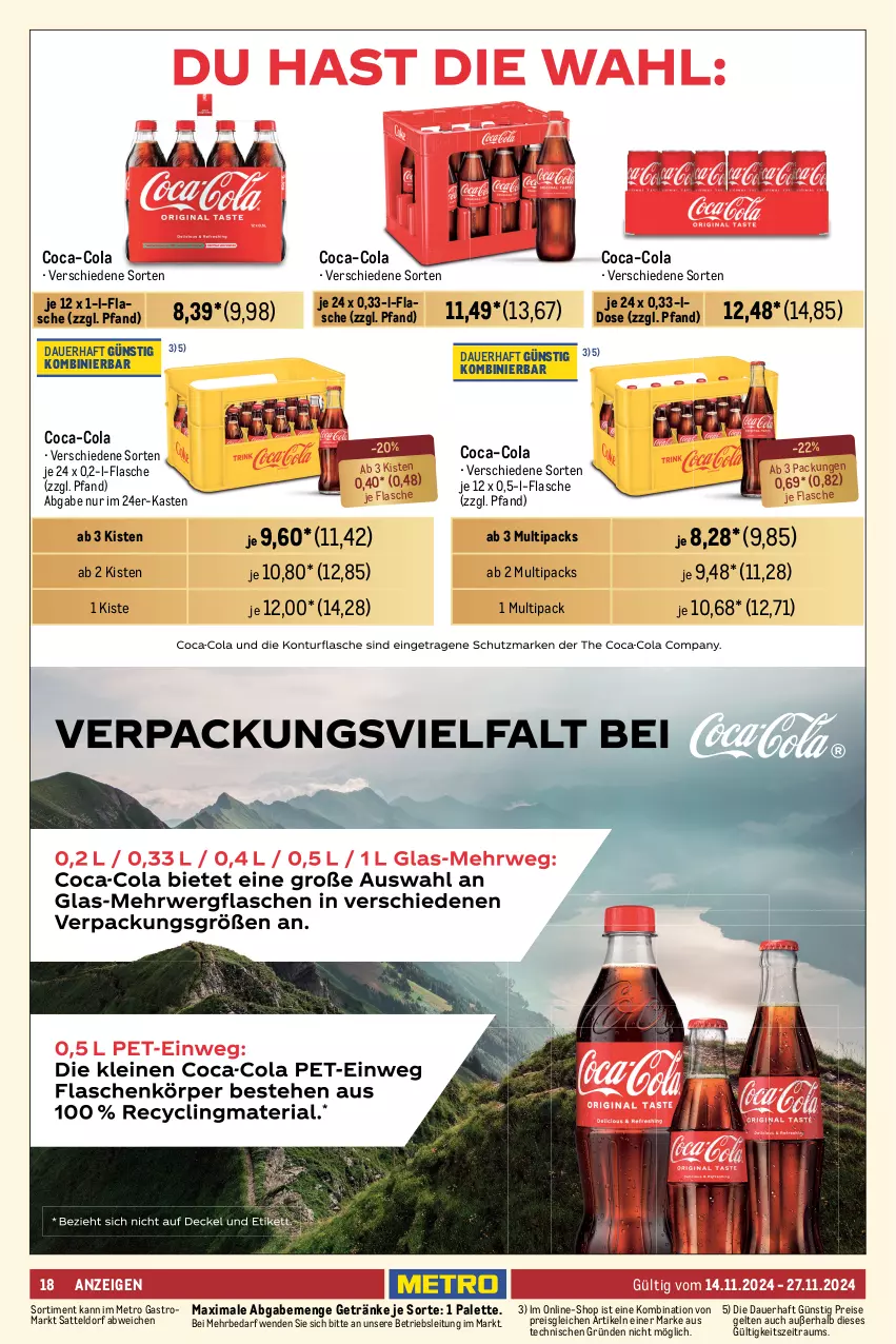 Aktueller Prospekt Metro - GastroJournal - von 14.11 bis 27.11.2024 - strona 18 - produkty: Amaretto, asbach uralt, auer, campari, coca-cola, cola, coupon, dry gin, eier, eierlikör, eis, flasche, getränk, getränke, gin, gordon, jack daniel, licor, licor 43, likör, london dry, london dry gin, Metaxa, Metro, metro gastro, Palette, reis, sattel, smirnoff, spirituosen, Ti, verpoorten, vodka, wein, weinbrand