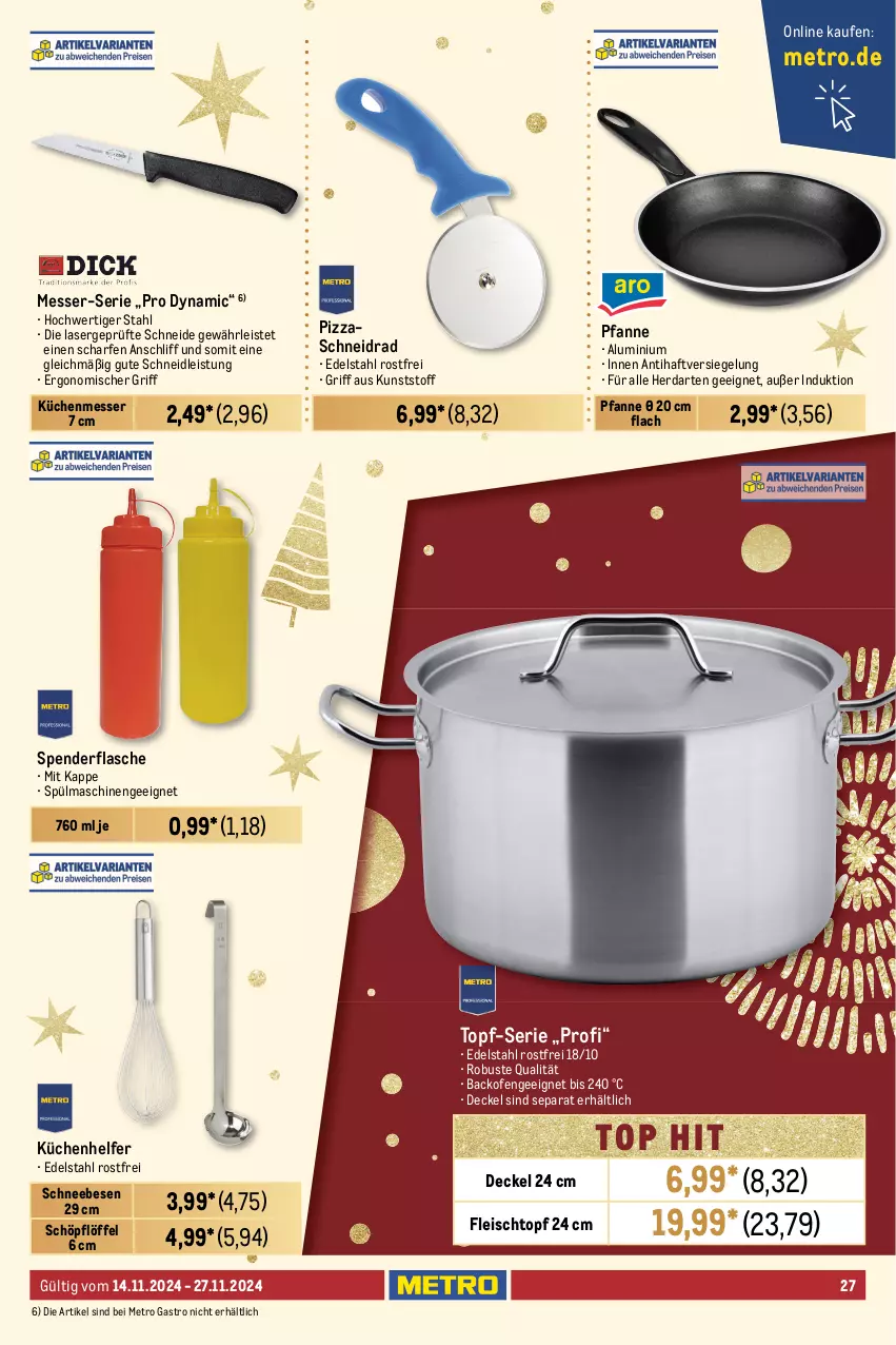 Aktueller Prospekt Metro - GastroJournal - von 14.11 bis 27.11.2024 - strona 27 - produkty: Alwa, auer, auto, backofen, Behälter, beleuchtung, decke, Deckel, edelstahl, eis, elle, flasche, fleisch, Fleischtopf, gefrierschrank, Glastür, herdarten, küche, Küchen, Küchenhelfer, kühlschrank, laufräder, Löffel, messer, Metro, metro gastro, Ofen, pfanne, pizza, regal, reis, rum, Schneebesen, Schöpflöffel, Schrank, Spektrum, Sport, spülmaschinen, teller, Ti, tisch, topf, Transportwagen