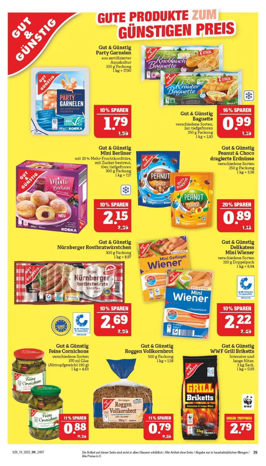 Aktueller Prospekt Marktkauf - Prospekt - von 08.05 bis 14.05.2022 - strona 33 - produkty: aqua, baguette, Berger, berliner, briketts, brot, eis, erdnüsse, frucht, garnelen, Geflügel, grill, konfitüre, korn, Kornbrot, lebensmittel, nürnberger, pfanne, reis, sac, Ti, vollkornbrot, wiener, würstchen, zucker