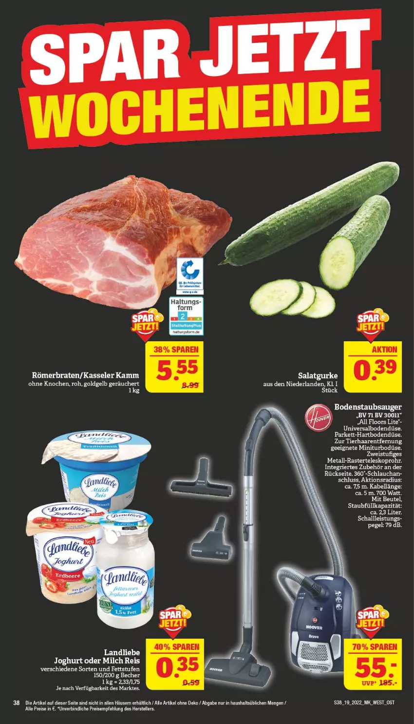 Aktueller Prospekt Marktkauf - Prospekt - von 08.05 bis 14.05.2022 - strona 42 - produkty: Becher, bodenstaubsauger, braten, eis, elle, gurke, Haarentfernung, joghur, joghurt, kasseler, milch, reis, salat, Salatgurke, Schal, schlauch, staubsauger, Teleskop, teller, Ti