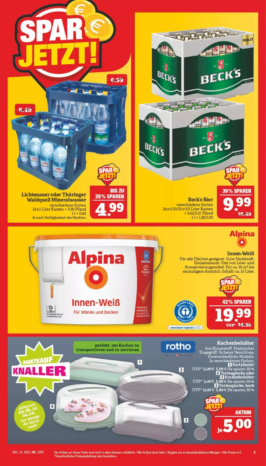 Aktueller Prospekt Marktkauf - Prospekt - von 08.05 bis 14.05.2022 - strona 7 - produkty: Alwa, auer, beck's, Behälter, bier, dell, elle, Engel, kraft, kuchen, lichtenauer, mineralwasser, Mode, ring, Ti, tisch, torte, wasser