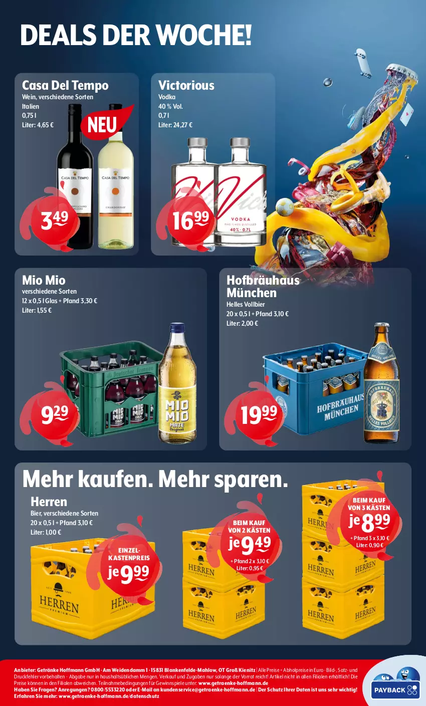 Aktueller Prospekt Getraenke Hoffmann - Prospekte - von 23.09 bis 28.09.2024 - strona 8 - produkty: abholpreise, bier, eis, elle, getränk, getränke, gewinnspiel, Mio Mio, reis, Spiele, Tempo, Ti, vodka, wein