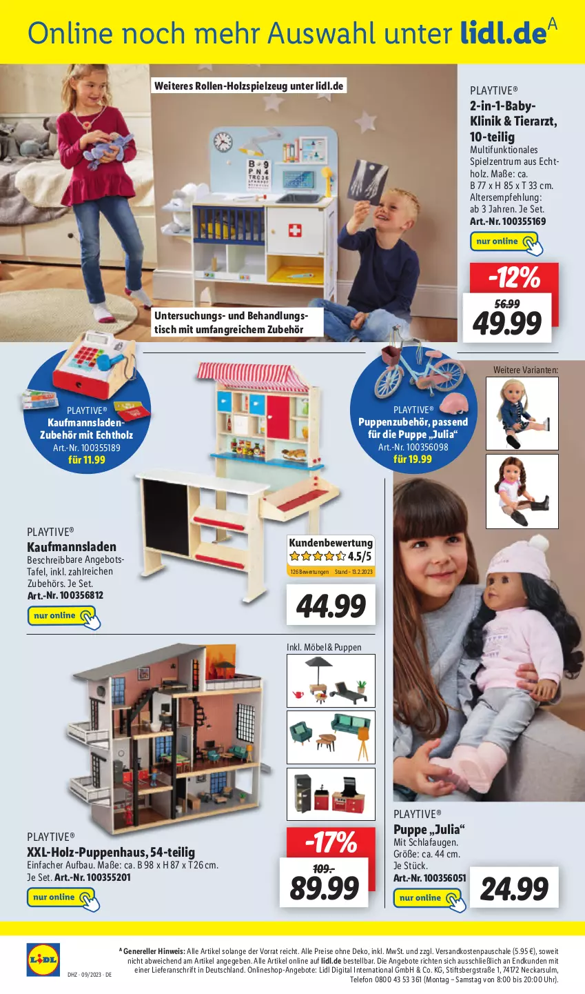 Aktueller Prospekt Lidl - Aktionsprospekt - von 27.02 bis 04.03.2023 - strona 48 - produkty: angebot, angebote, Bau, eis, elle, Holz, Kaufmanns, möbel, ndk, Puppe, reis, rel, Ria, rum, Schal, Schale, spielzeug, telefon, Ti, tisch, uhr