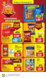 Gazetka promocyjna Lidl - Aktionsprospekt - Gazetka - ważna od 04.03 do 04.03.2023 - strona 42 - produkty: alesto, angebot, chio chips, chips, coca-cola, cola, coupon, drucker, dulano, eis, eistee, elle, Engel, fanta, kerze, kitkat, lion, mac, macadamia, mandel, Mezzo Mix, natur, nestlé, papier, pfanne, Pfanner, preisvorteil, reis, sprite, tee, teller, Ti, wurst, ZTE