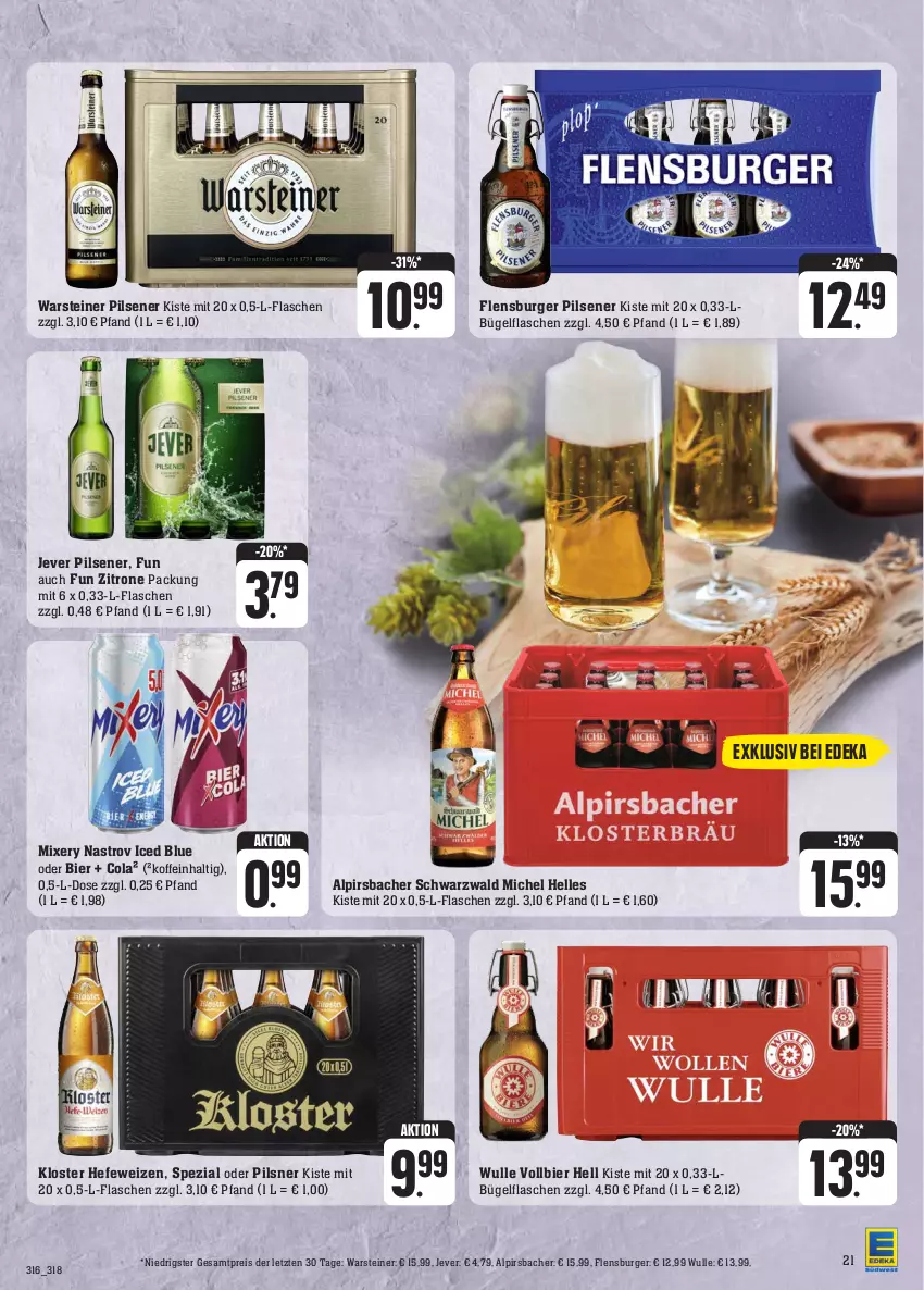 Aktueller Prospekt E Center - Angebote der Woche - von 25.09 bis 30.09.2023 - strona 26 - produkty: Alpirsbacher, bier, bügel, bügelflasche, burger, cola, deka, eis, elle, flasche, flensburger, Hefe, hefeweizen, jever, jever pilsener, Mixer, mixery, pils, pilsener, pilsner, reis, Spezi, steiner, Ti, warsteiner, zitrone, ZTE