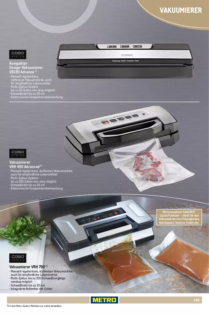 Aktueller Prospekt Metro - Non Food Sortiment - Seite 106 - von 01.10.2025 bis 09.06.2026 - strona 103 - produkty: auto, brot, eis, Elektro, Fladenbrot, flammkuchen, kuchen, lamm, lebensmittel, Metro, metro gastro, Ofen, pfanne, pfannen, pizza, Pizzaofen, rezept, Ria, Rollenbox, sauce, saucen, schubladen, steinofen, suppe, suppen, Ti, Tiere, timer, tisch, Vakuumierer, Yo