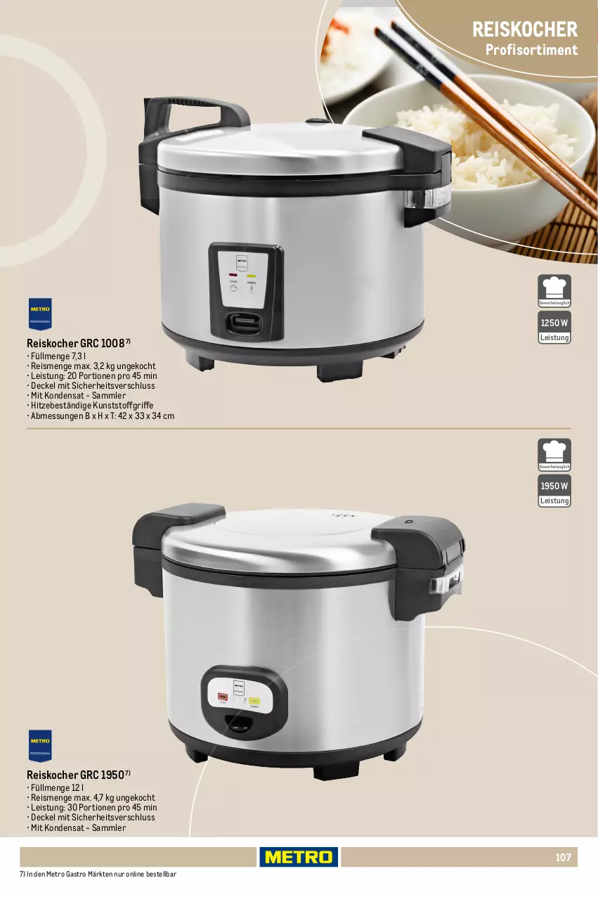 Aktueller Prospekt Metro - Non Food Sortiment - Seite 106 - von 01.10.2025 bis 09.06.2026 - strona 107 - produkty: decke, Deckel, eis, Kocher, korb, leine, Metro, metro gastro, nudel, reis, teigwaren, Ti, topf, wasser