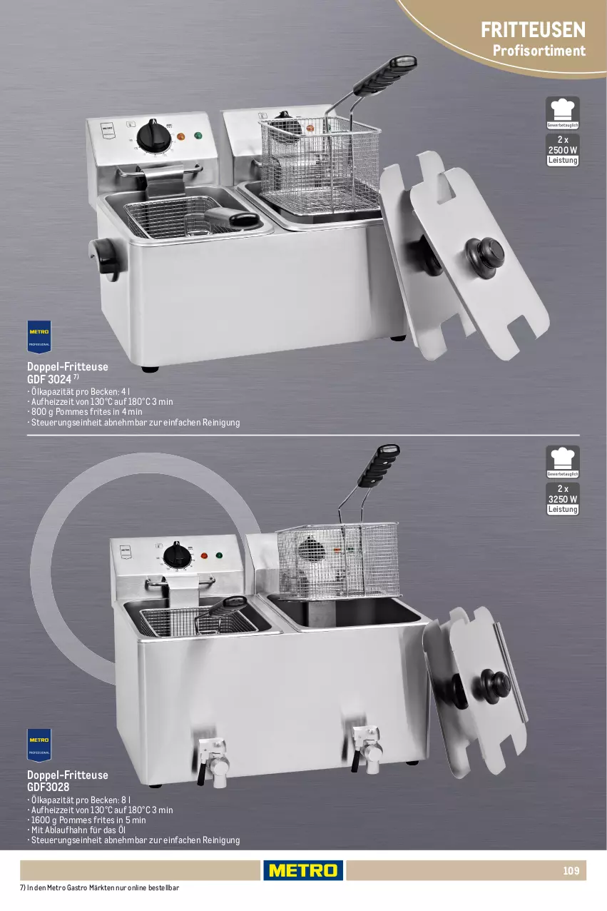Aktueller Prospekt Metro - Non Food Sortiment - Seite 106 - von 01.10.2025 bis 09.06.2026 - strona 109 - produkty: eis, fritteuse, Metro, metro gastro, pommes, Pommes Frites, Reinigung, Ti
