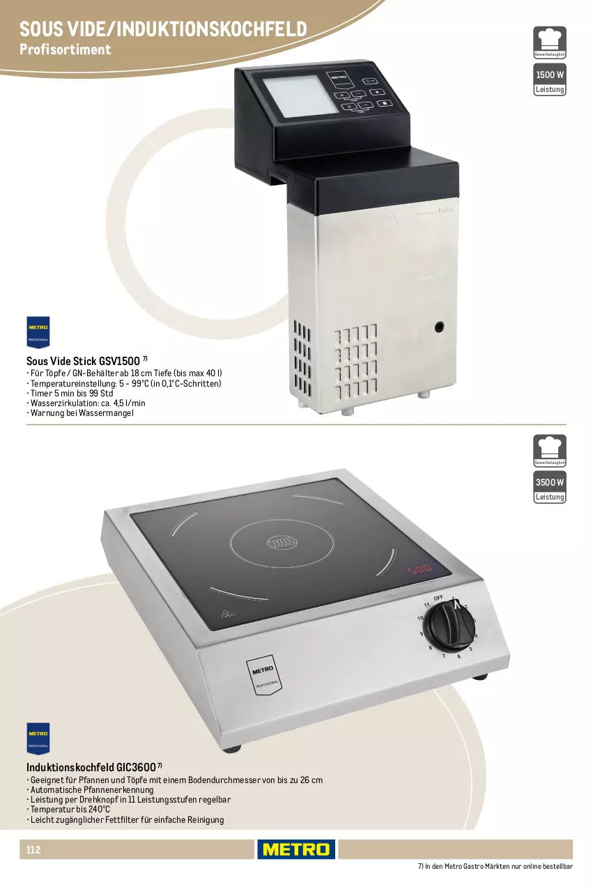 Aktueller Prospekt Metro - Non Food Sortiment - Seite 106 - von 01.10.2025 bis 09.06.2026 - strona 112 - produkty: auto, Behälter, eis, induktionskochfeld, kochfeld, messer, Metro, metro gastro, pfanne, pfannen, Reinigung, Ti, timer, tisch, wasser