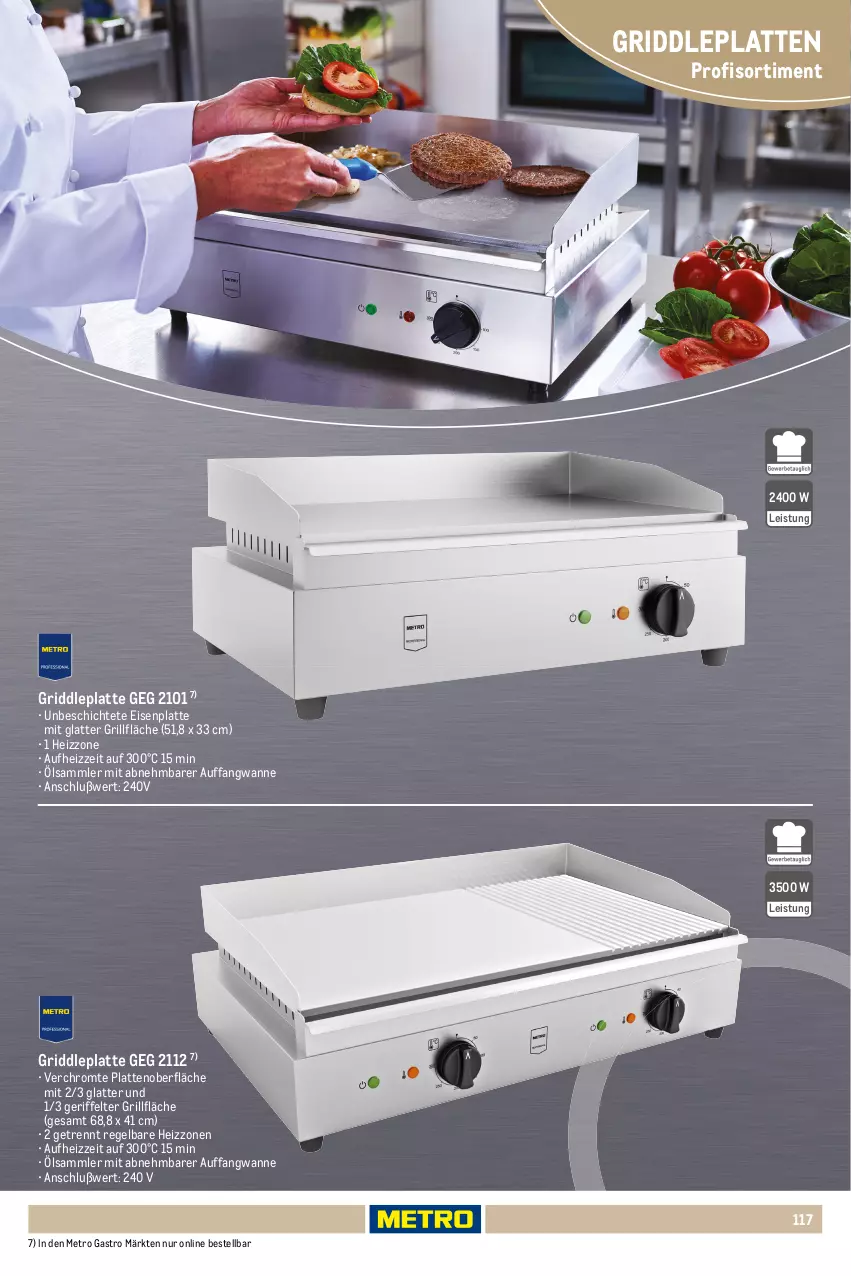Aktueller Prospekt Metro - Non Food Sortiment - Seite 106 - von 01.10.2025 bis 09.06.2026 - strona 117 - produkty: eis, Elektro, grill, grillfläche, latte, Metro, metro gastro, Ti, timer, Wanne