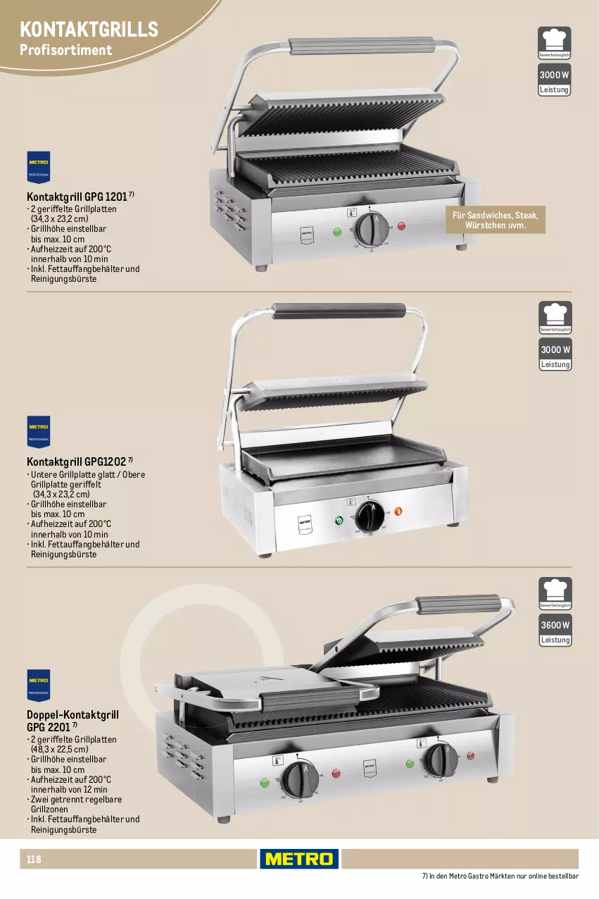 Aktueller Prospekt Metro - Non Food Sortiment - Seite 106 - von 01.10.2025 bis 09.06.2026 - strona 118 - produkty: Behälter, Bodenplatte, bürste, eis, elle, garraum, grill, grillplatte, kontaktgrill, latte, Metro, metro gastro, mikrowelle, Reinigung, reinigungsbürste, sandwich, steak, teller, Ti, timer, würstchen