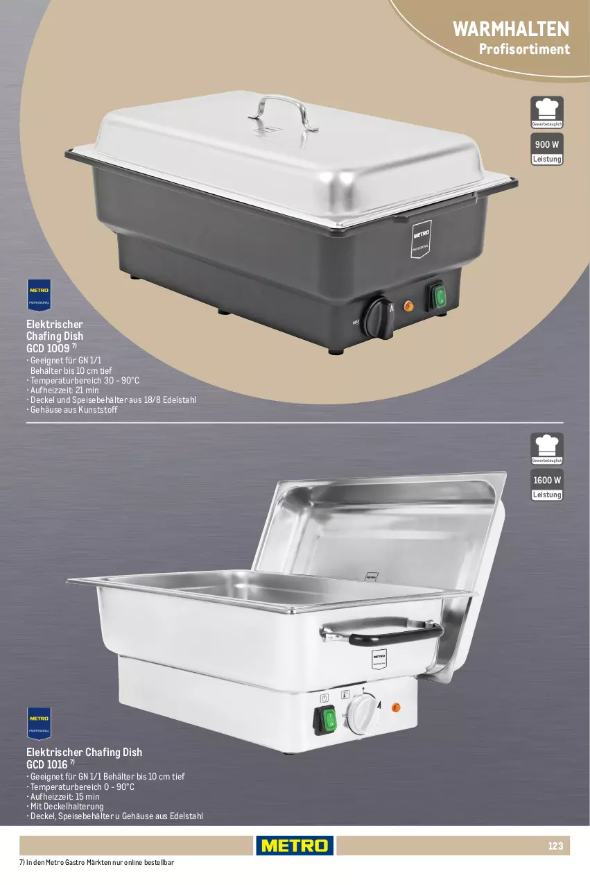 Aktueller Prospekt Metro - Non Food Sortiment - Seite 106 - von 01.10.2025 bis 09.06.2026 - strona 123 - produkty: Behälter, decke, Deckel, edelstahl, eis, latte, leine, Metro, metro gastro, snack, Speisebehälter, Ti