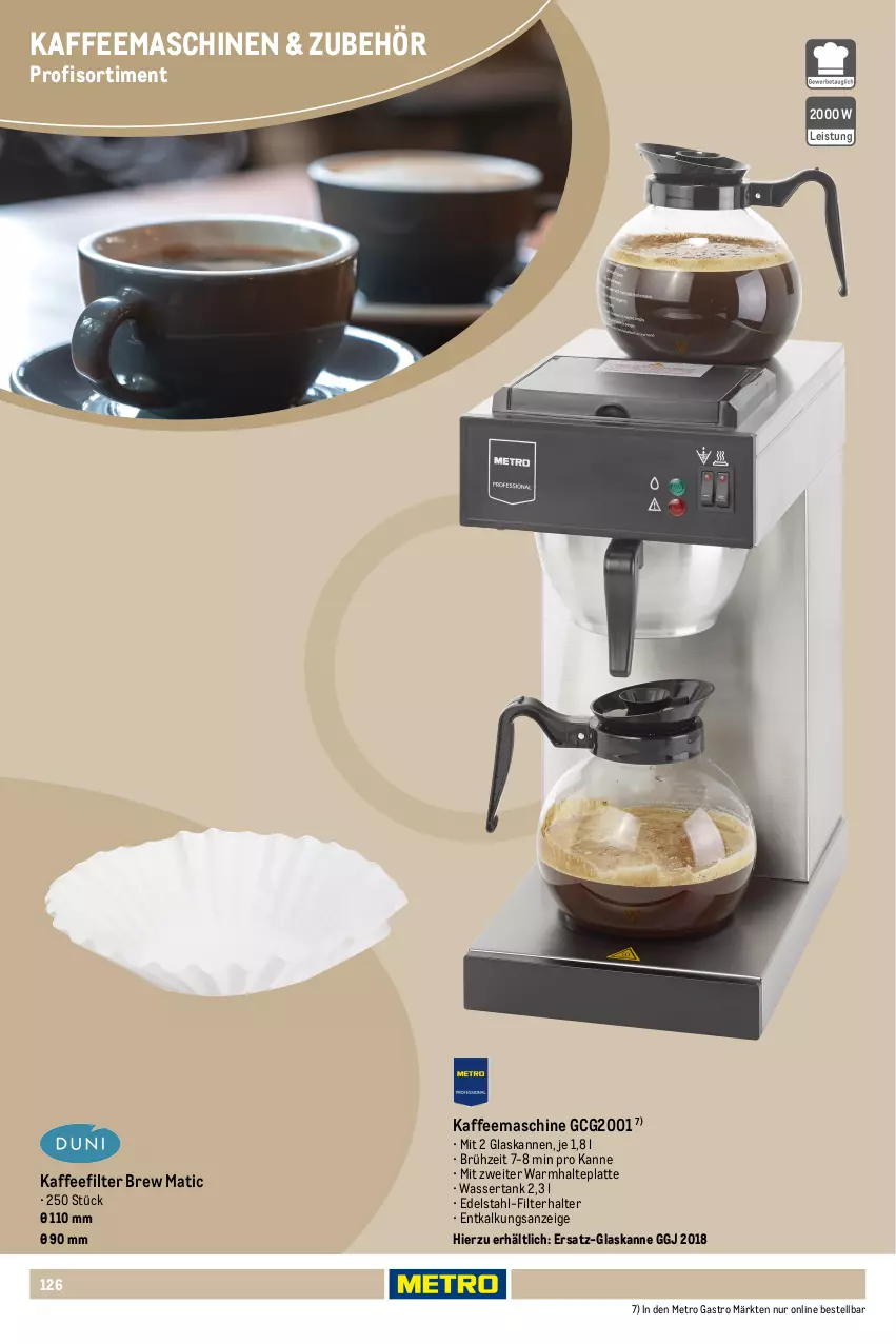 Aktueller Prospekt Metro - Non Food Sortiment - Seite 106 - von 01.10.2025 bis 09.06.2026 - strona 126 - produkty: edelstahl, eis, isolierkanne, kaffee, kaffeemaschine, latte, Metro, metro gastro, Ti, wasser, wassertank