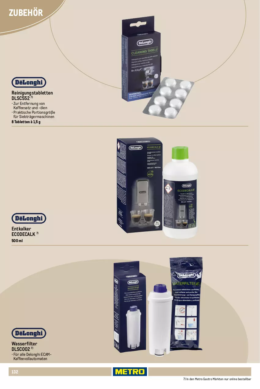 Aktueller Prospekt Metro - Non Food Sortiment - Seite 106 - von 01.10.2025 bis 09.06.2026 - strona 132 - produkty: auer, auto, delonghi, entkalker, espresso, Germ, kaffee, kaffeeautomat, kaffeemaschine, kaffeevollautomat, kaffeevollautomaten, Kocher, mac, Mastu, Metro, metro gastro, Reinigung, Spezi, tablet, tablett, Tablette, Ti, tisch, tomate, tomaten, vollautomaten, wasser, wasserfilter, wasserkocher