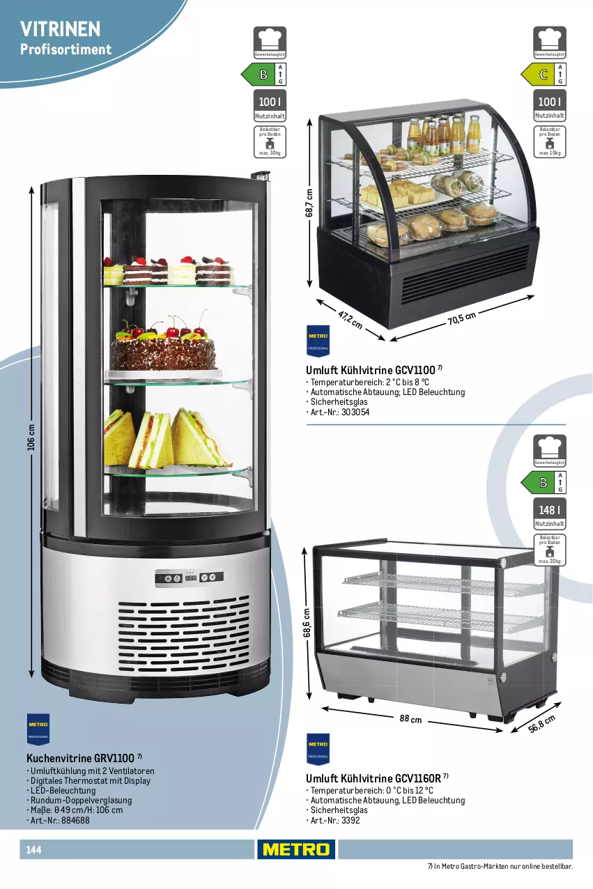 Aktueller Prospekt Metro - Non Food Sortiment - Seite 106 - von 01.10.2025 bis 09.06.2026 - strona 144 - produkty: auto, beleuchtung, kuchen, led-beleuchtung, Metro, metro gastro, thermostat, Ti, tisch, ventilator, vitrine