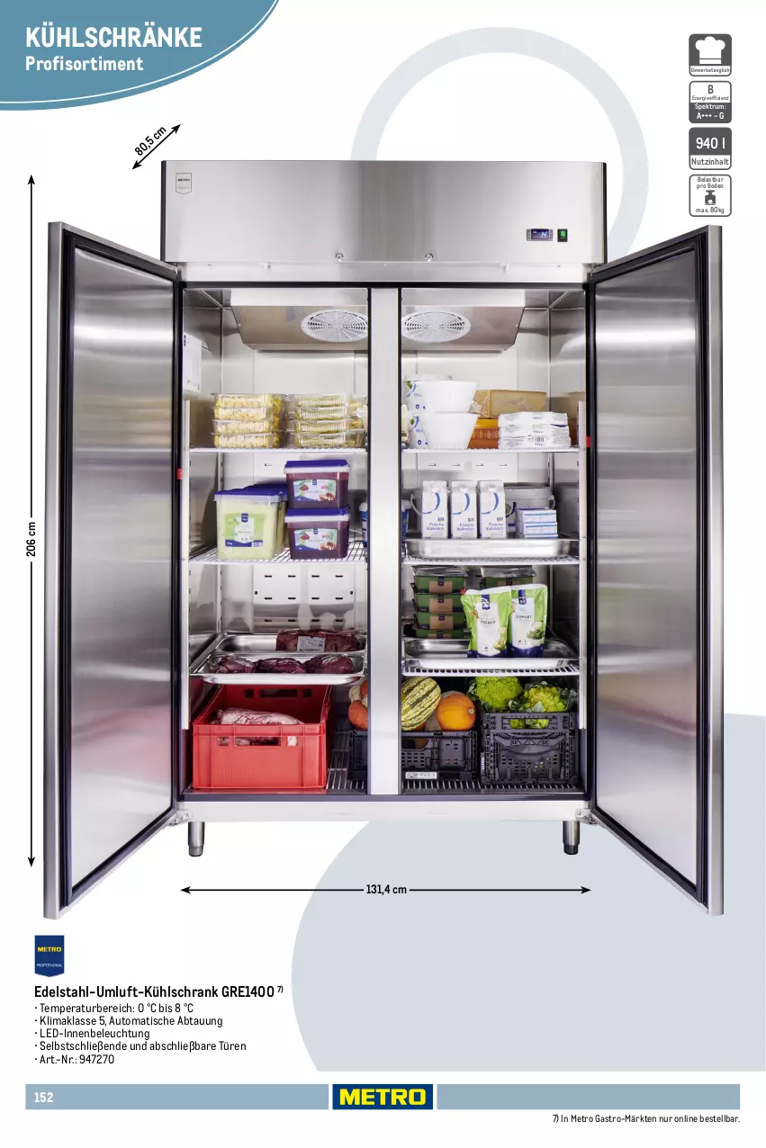Aktueller Prospekt Metro - Non Food Sortiment - Seite 106 - von 01.10.2025 bis 09.06.2026 - strona 152 - produkty: auto, beleuchtung, edelstahl, kühlschrank, Metro, metro gastro, Ria, rum, Schrank, Spektrum, Ti, tisch