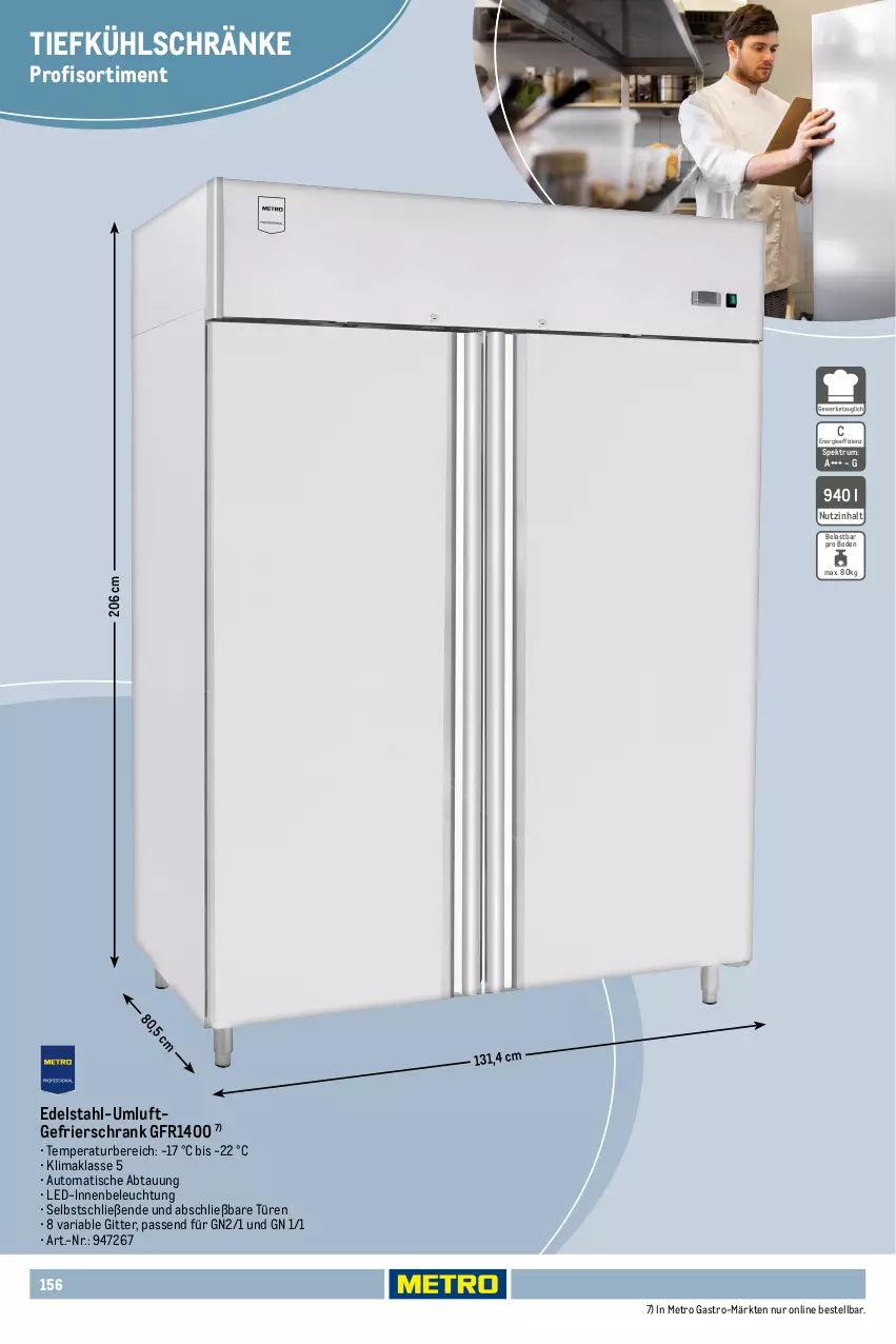 Aktueller Prospekt Metro - Non Food Sortiment - Seite 106 - von 01.10.2025 bis 09.06.2026 - strona 156 - produkty: auto, beleuchtung, edelstahl, gefrierschrank, Metro, metro gastro, Ria, rum, Schrank, Spektrum, Ti, tisch