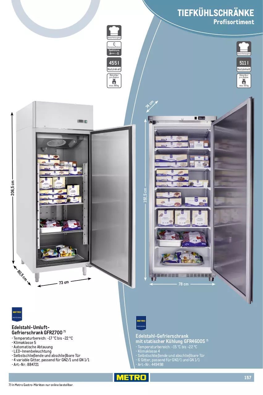 Aktueller Prospekt Metro - Non Food Sortiment - Seite 106 - von 01.10.2025 bis 09.06.2026 - strona 157 - produkty: auto, beleuchtung, edelstahl, gefrierschrank, Metro, metro gastro, Ria, rum, Schrank, Spektrum, Ti, tisch