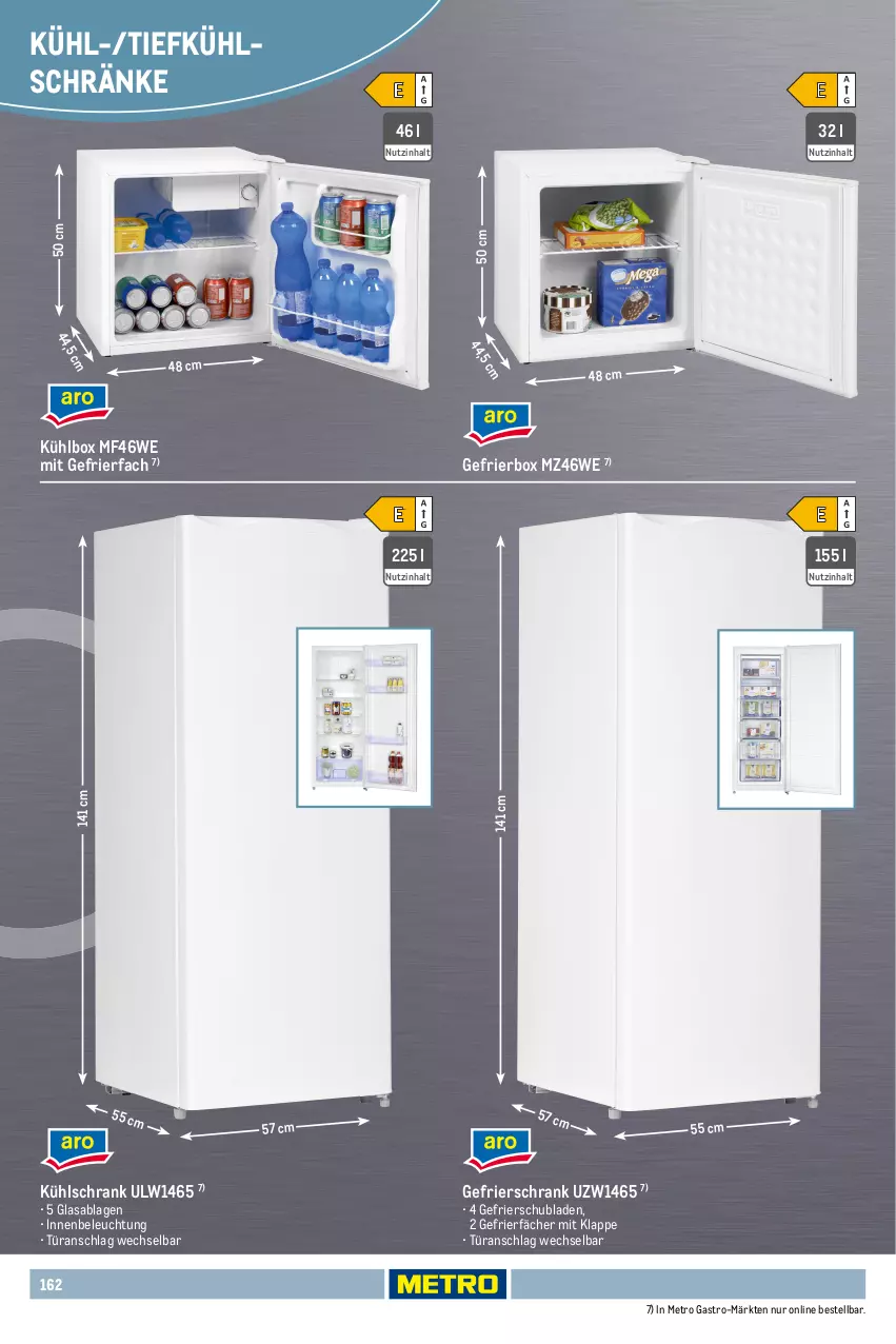 Aktueller Prospekt Metro - Non Food Sortiment - Seite 106 - von 01.10.2025 bis 09.06.2026 - strona 162 - produkty: beleuchtung, Gefrierbox, gefrierfach, gefrierschrank, kühlbox, kühlschrank, Metro, metro gastro, Schrank, schubladen, Ti, tisch, türanschlag wechselbar