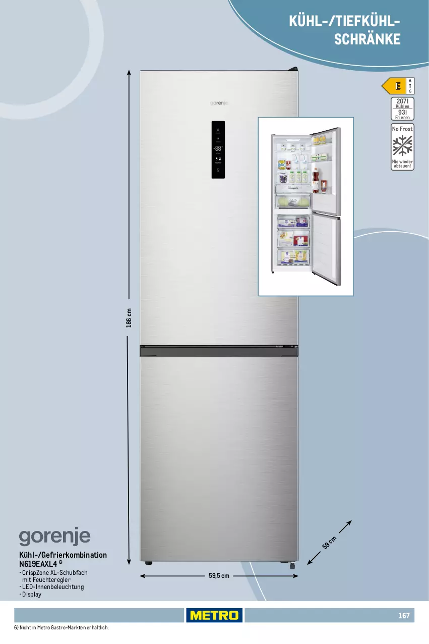 Aktueller Prospekt Metro - Non Food Sortiment - Seite 106 - von 01.10.2025 bis 09.06.2026 - strona 167 - produkty: beleuchtung, gefrierkombination, gefrierschrank, kühlschrank, Metro, metro gastro, Schrank, schubladen, Ti