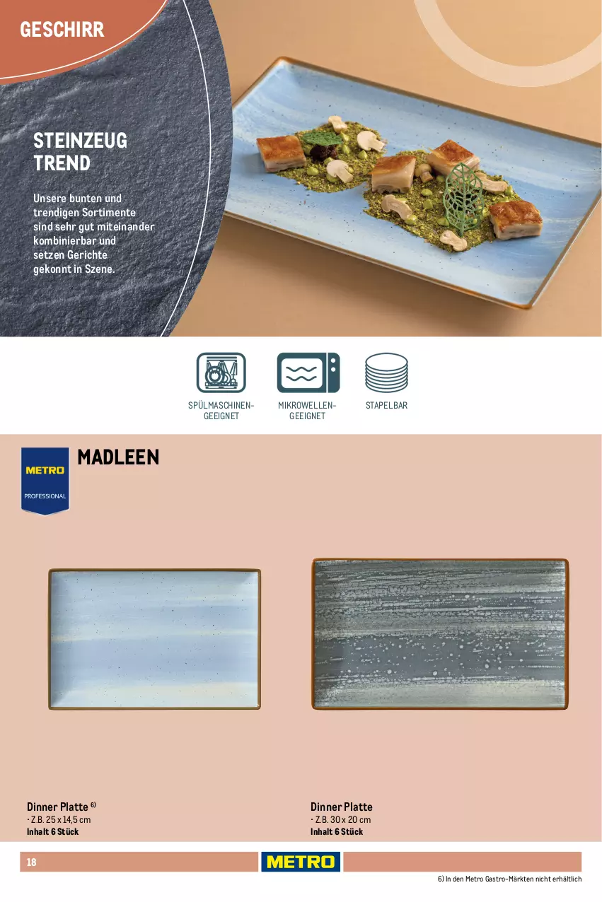 Aktueller Prospekt Metro - Non Food Sortiment - Seite 106 - von 01.10.2025 bis 09.06.2026 - strona 18 - produkty: dessert, Dessertteller, elle, ente, geschirr, latte, Metro, metro gastro, mikrowelle, pasta, schüssel, spülmaschinen, teller, Ti