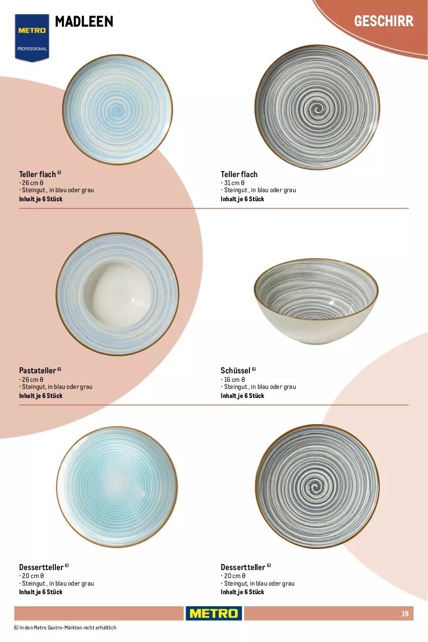 Aktueller Prospekt Metro - Non Food Sortiment - Seite 106 - von 01.10.2025 bis 09.06.2026 - strona 19 - produkty: dessert, Dessertteller, elle, ente, geschirr, latte, Metro, metro gastro, mikrowelle, pasta, schüssel, spülmaschinen, teller, Ti