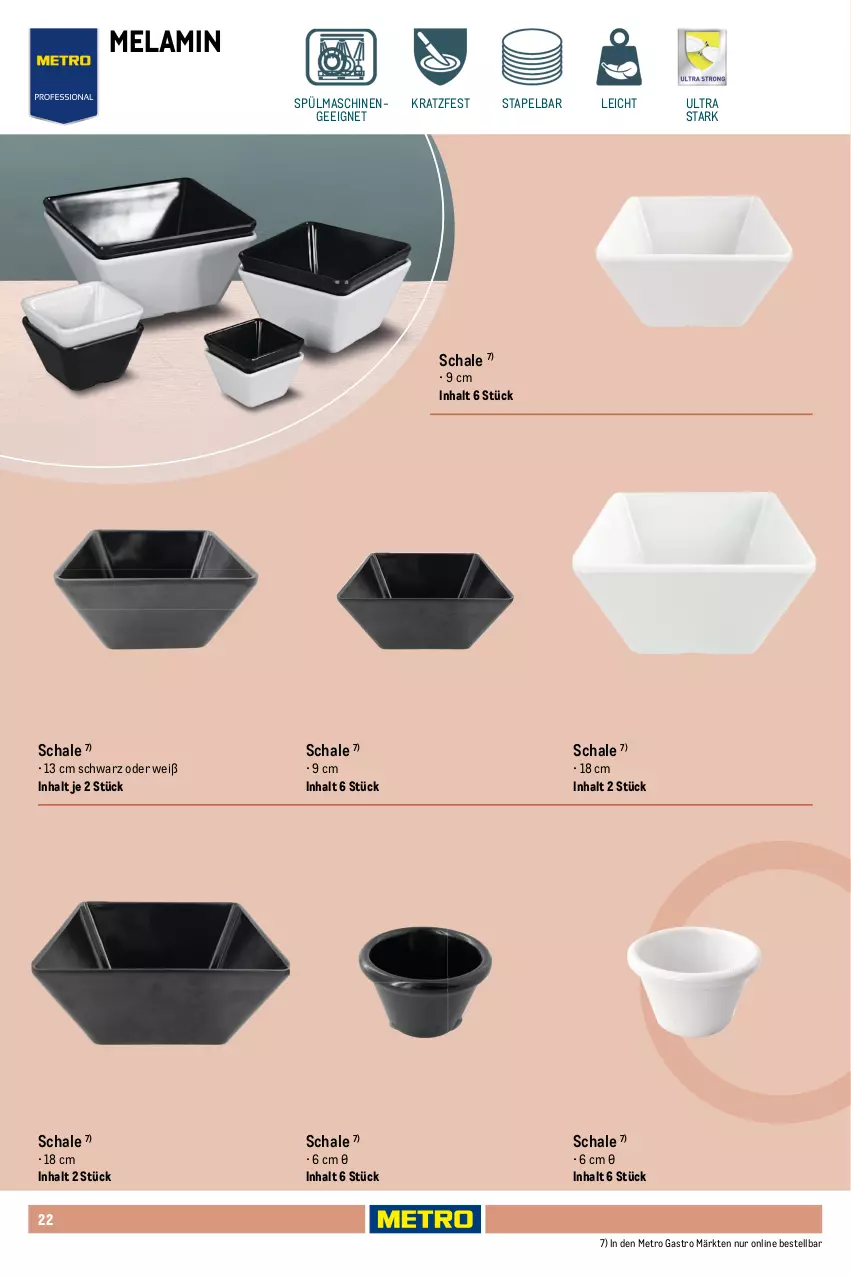 Aktueller Prospekt Metro - Non Food Sortiment - Seite 106 - von 01.10.2025 bis 09.06.2026 - strona 22 - produkty: elle, geschirr, Metro, metro gastro, nero, Schal, Schale, spülmaschinen, tablet, tablett, teller